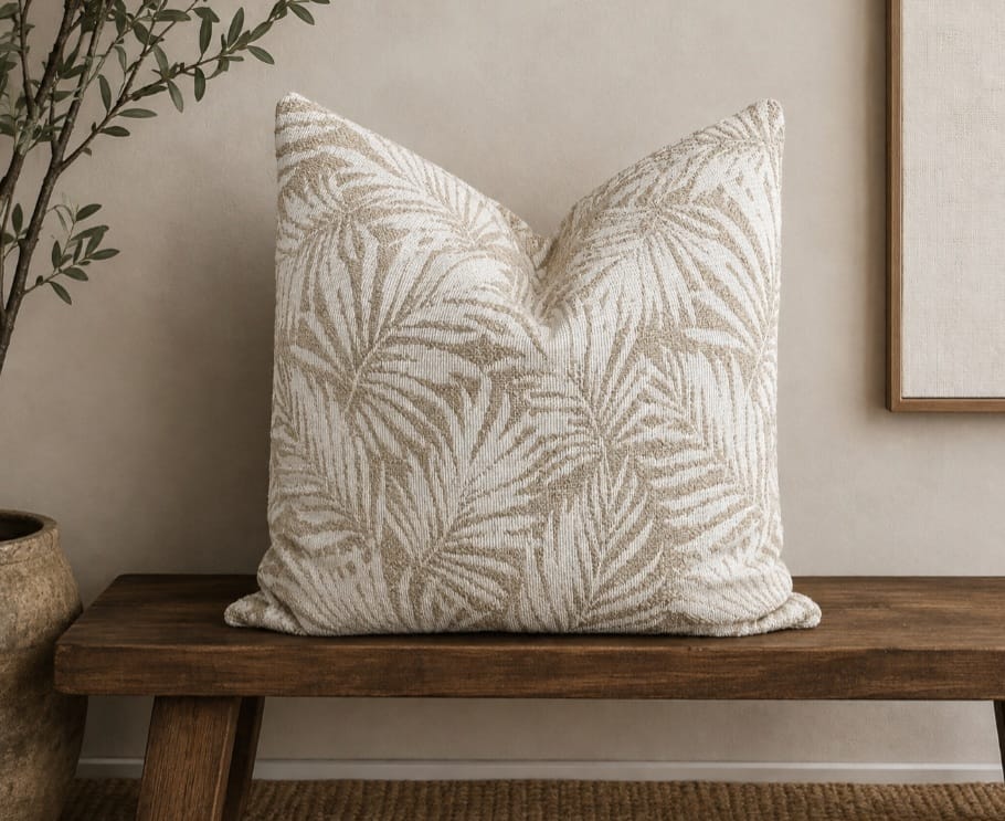 Two-Tone Beige & Palm Cushion Cover (Hertex) 50x50cm