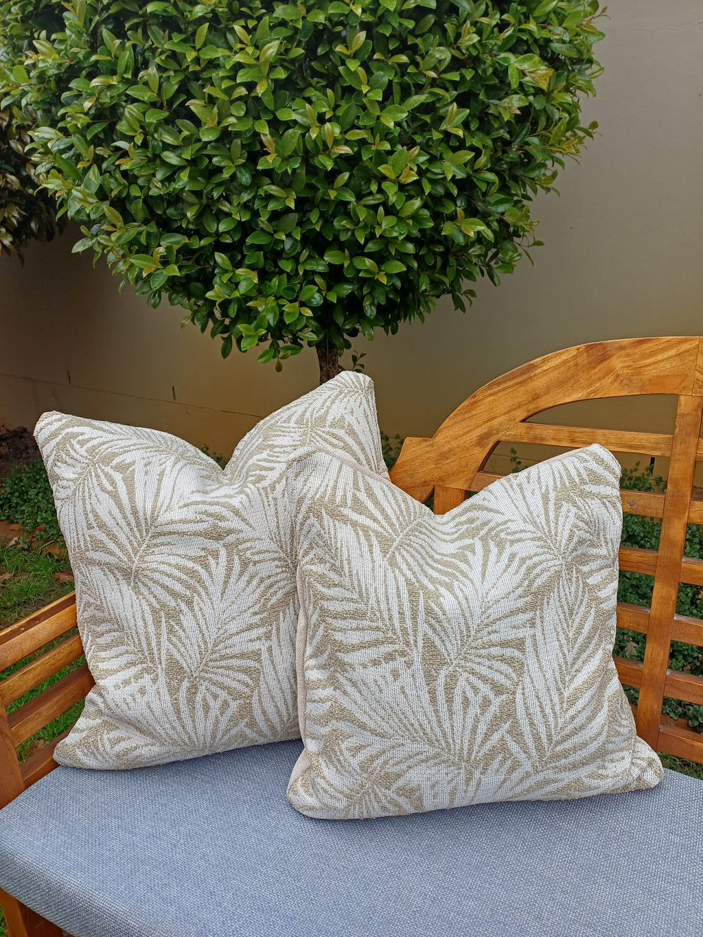 Two-Tone Beige & Palm Cushion Cover (Hertex) 50x50cm