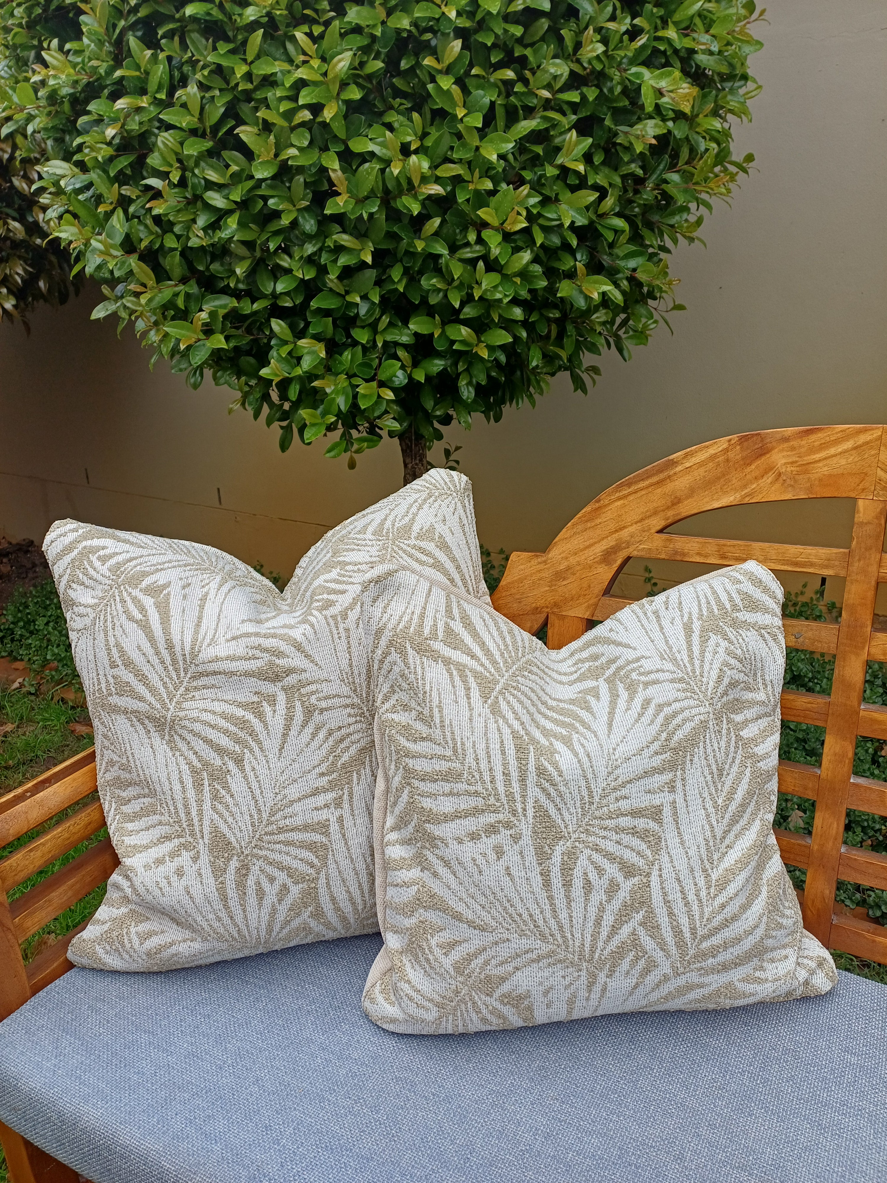Two-Tone Beige & Palm Cushion Cover (Hertex) 50x50cm